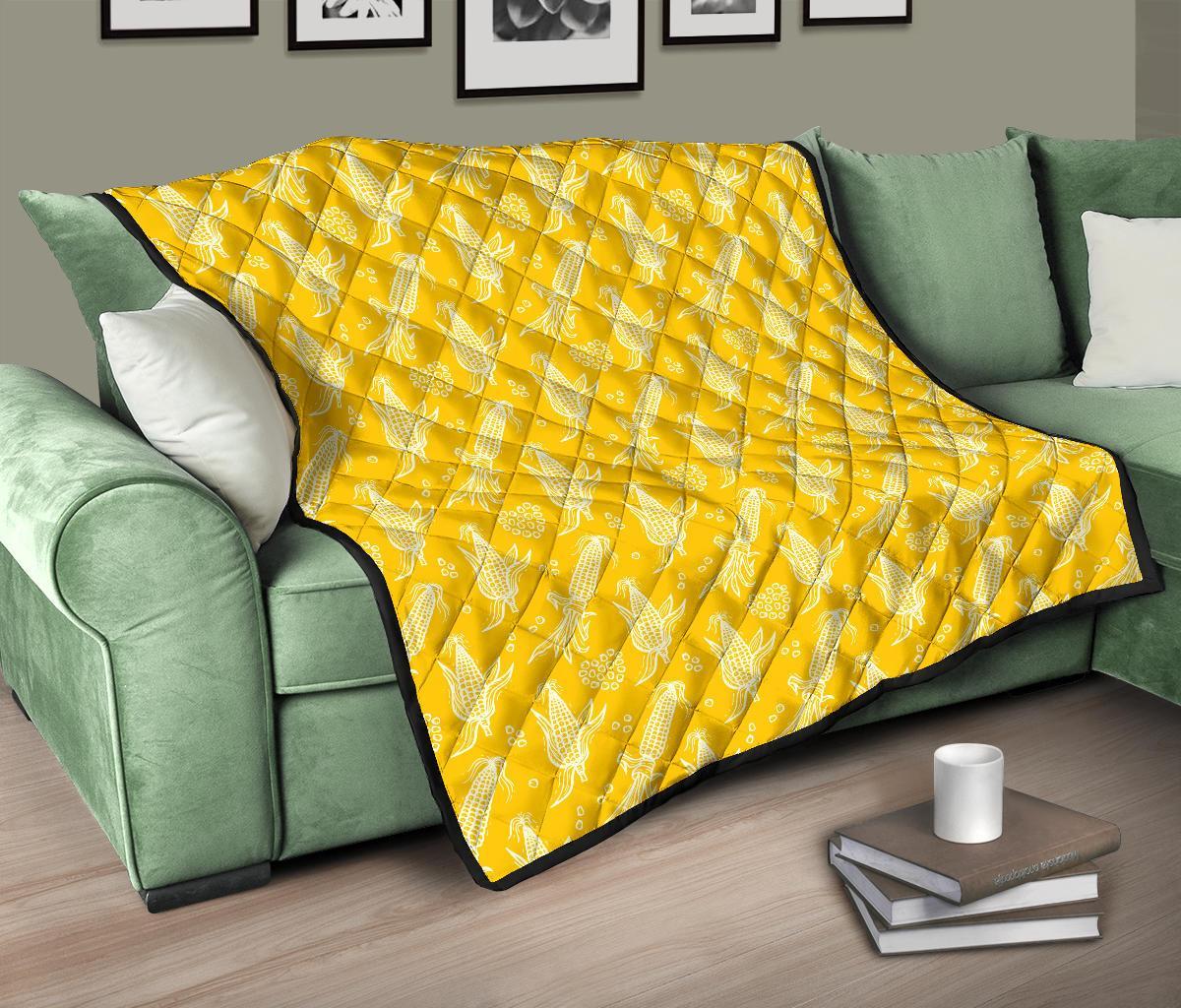 Corn Yellow Pattern Print Quilt-grizzshop