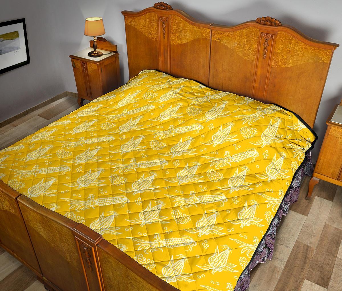 Corn Yellow Pattern Print Quilt-grizzshop