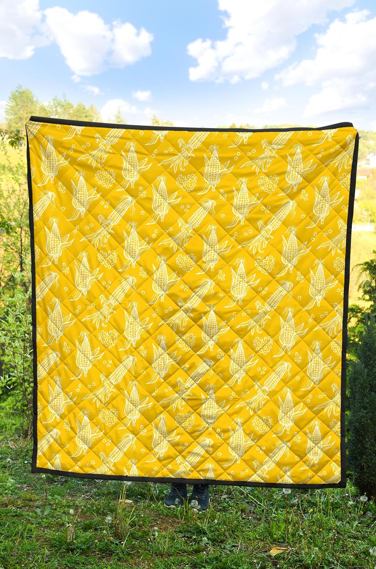 Corn Yellow Pattern Print Quilt-grizzshop