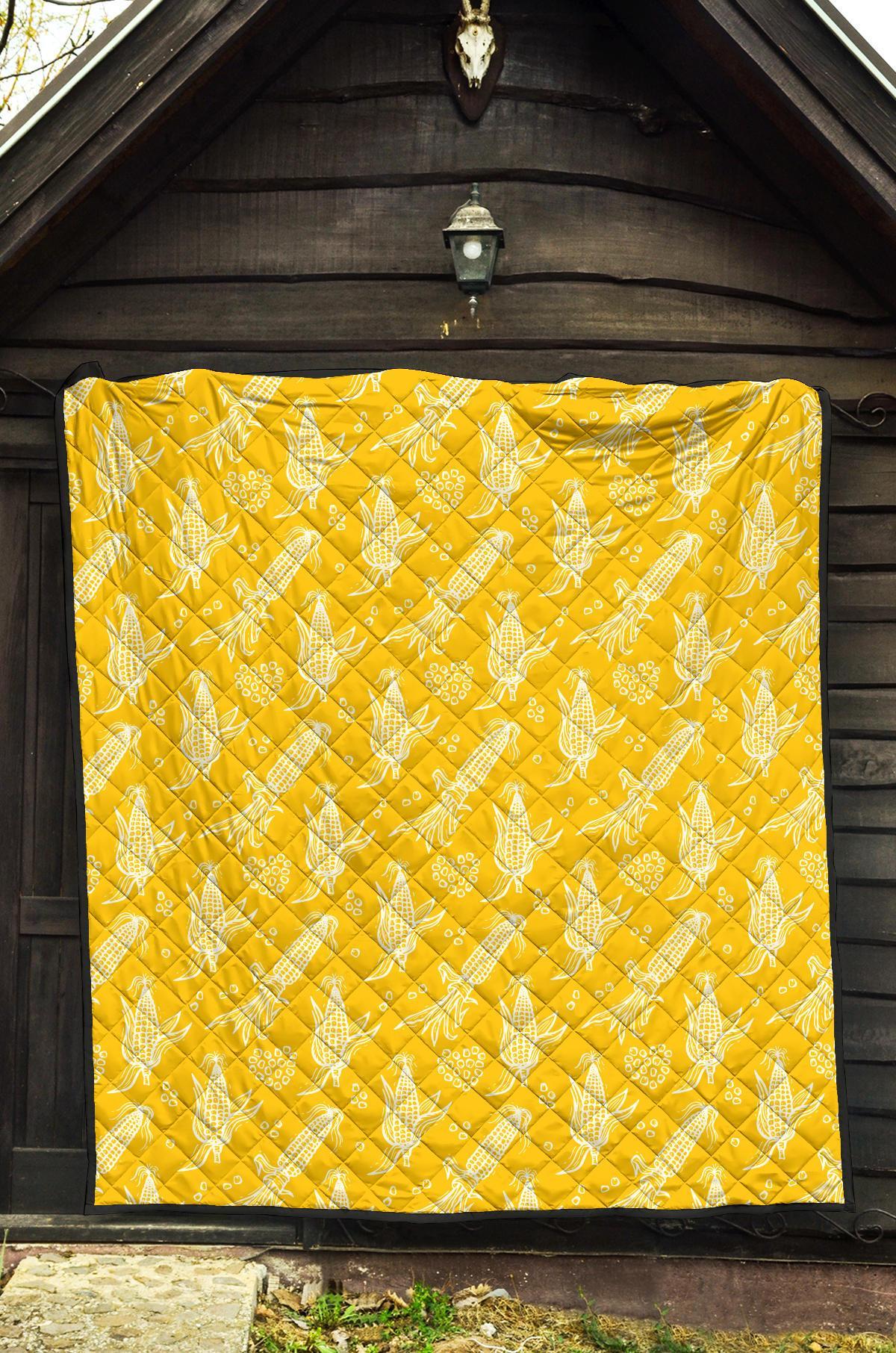 Corn Yellow Pattern Print Quilt-grizzshop