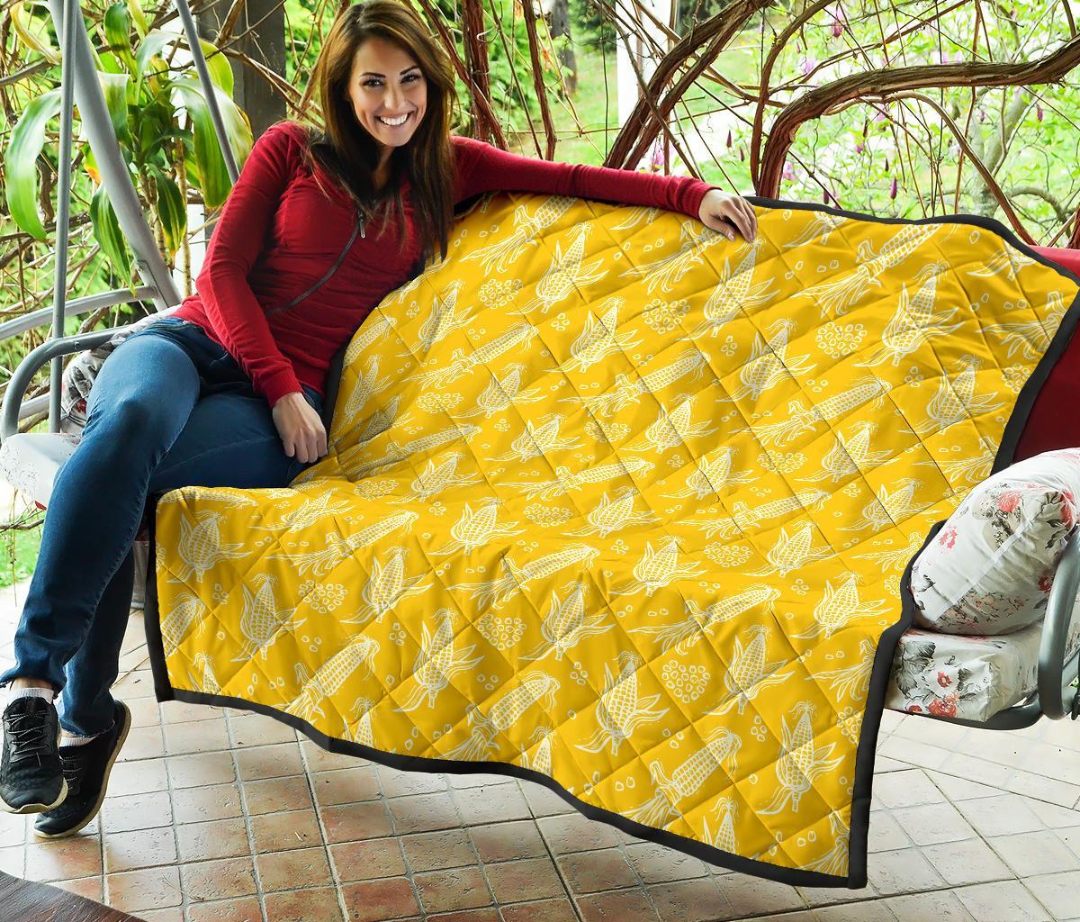 Corn Yellow Pattern Print Quilt-grizzshop