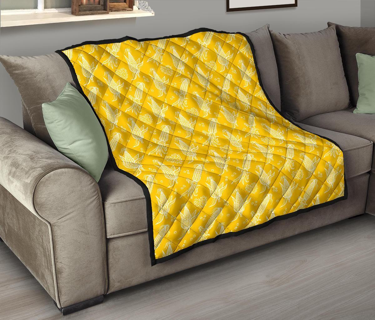 Corn Yellow Pattern Print Quilt-grizzshop