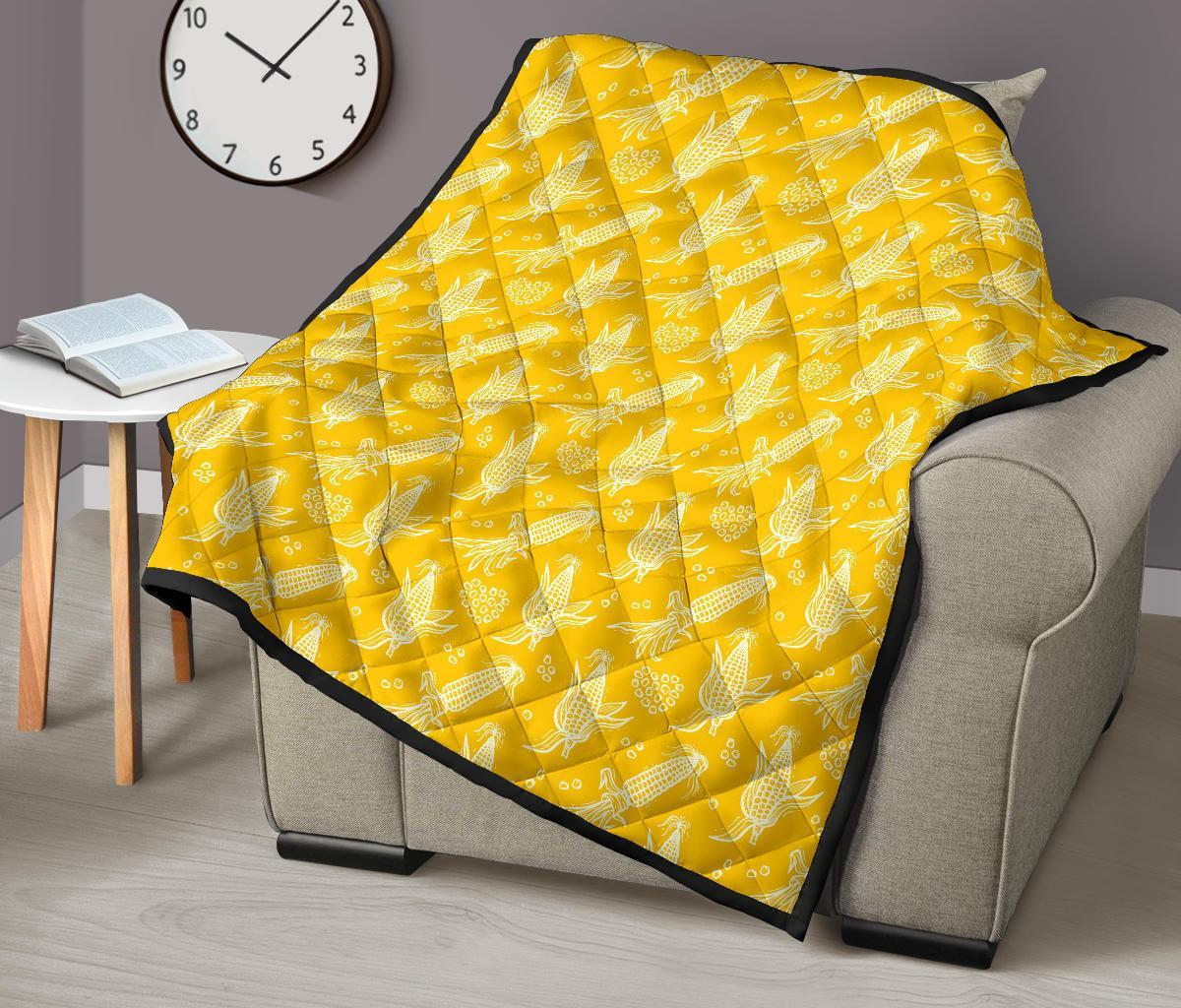 Corn Yellow Pattern Print Quilt-grizzshop