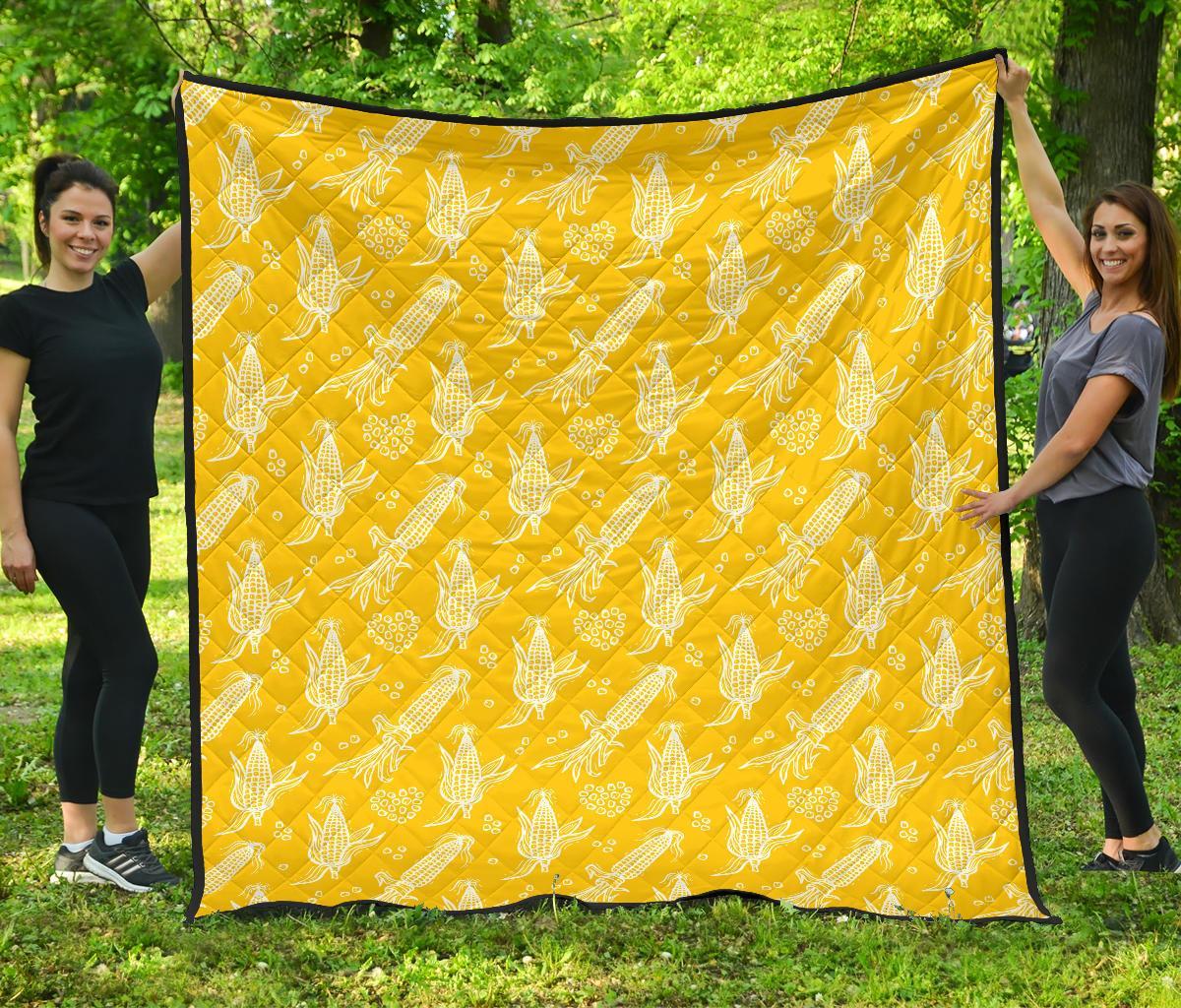 Corn Yellow Pattern Print Quilt-grizzshop