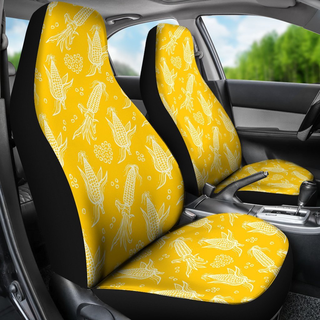 Corn Yellow Pattern Print Universal Fit Car Seat Covers-grizzshop