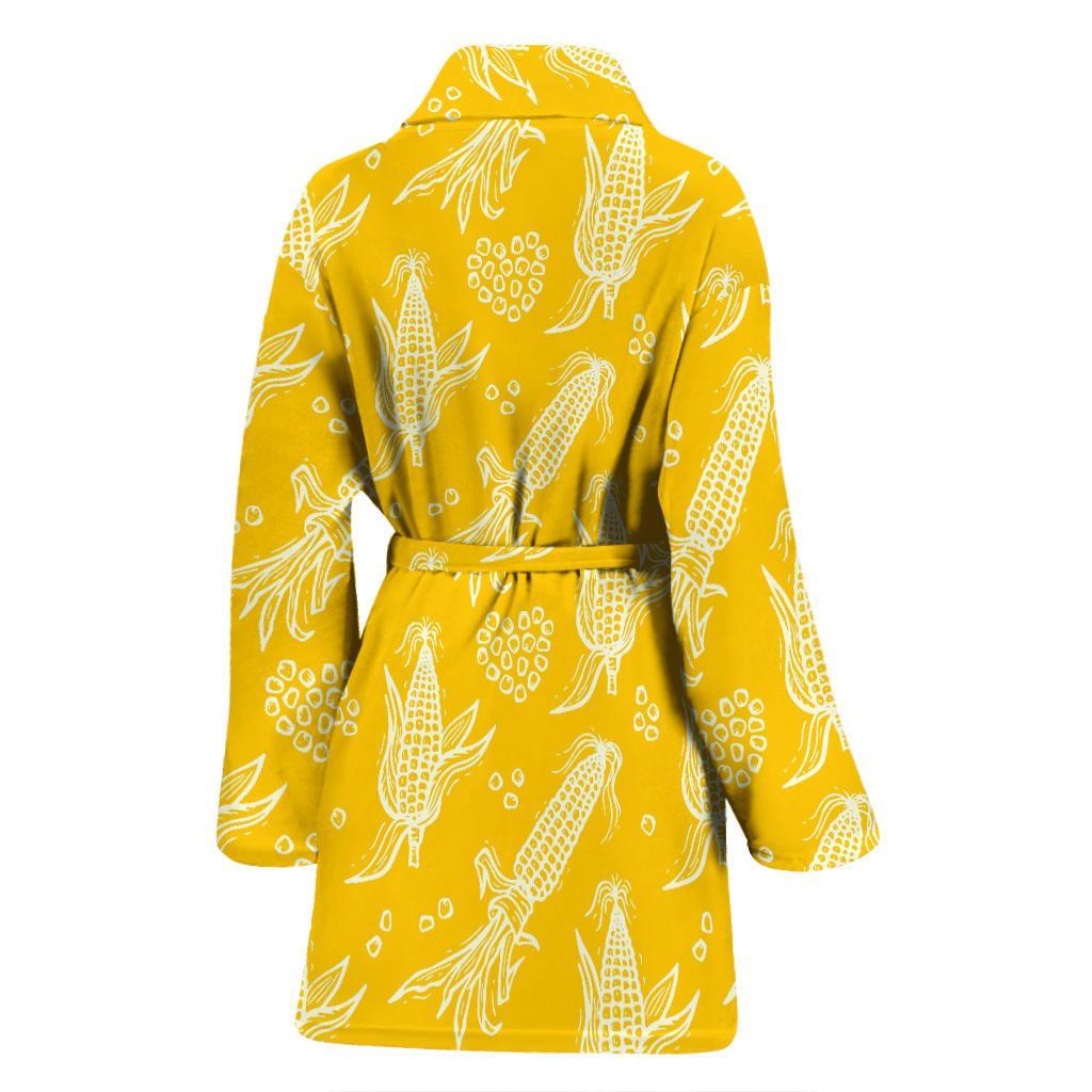 Corn Yellow Pattern Print Women Long Robe-grizzshop