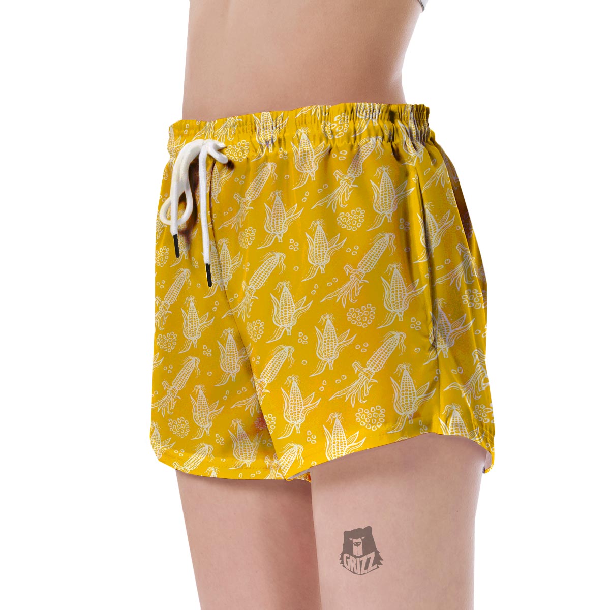 Corn Yellow Pattern Print Women's Shorts-grizzshop