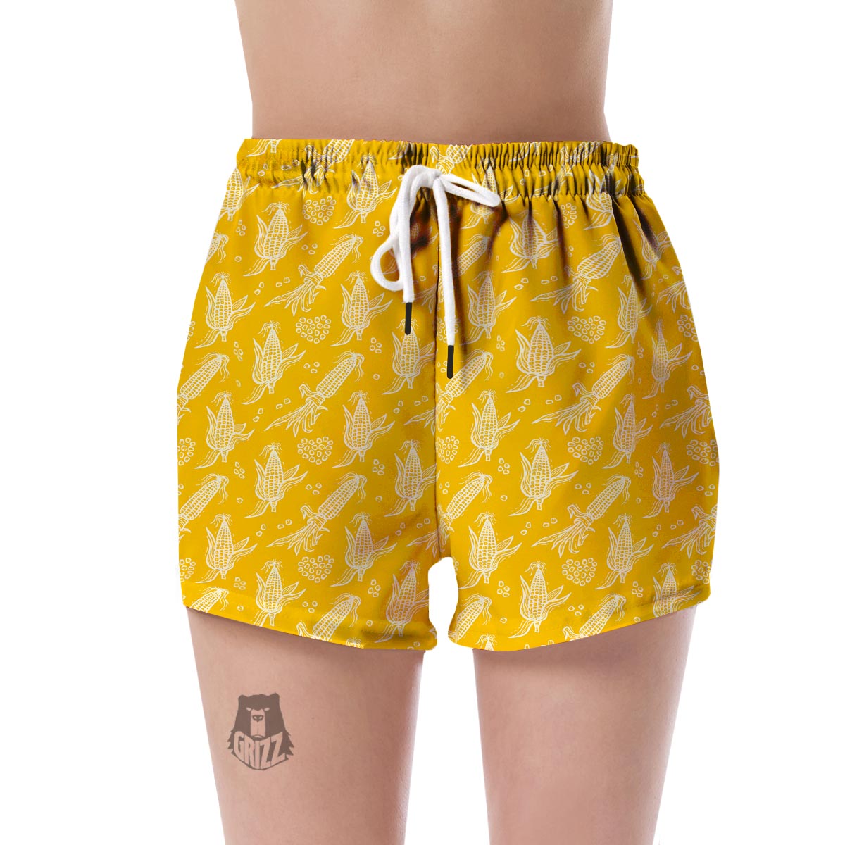 Corn Yellow Pattern Print Women's Shorts-grizzshop