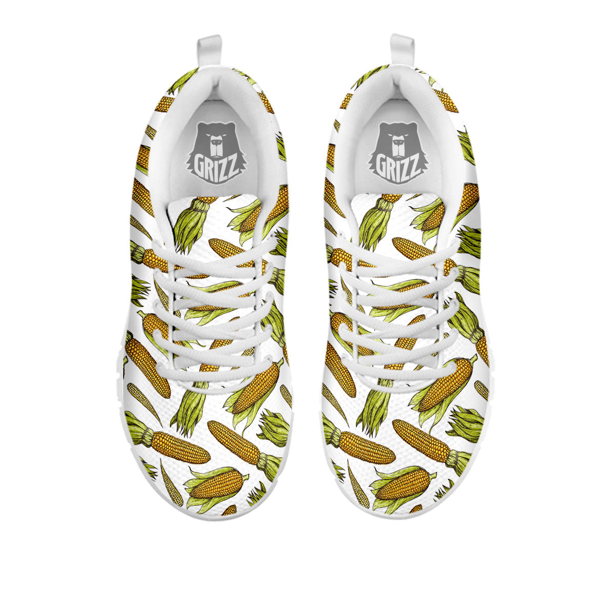 Corncob Hand-Drawn Print Pattern White Sneaker-grizzshop