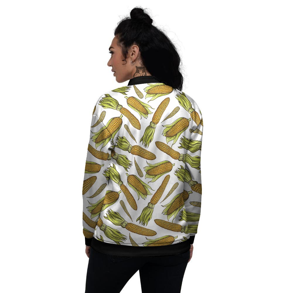 Corncob Hand-Drawn Print Pattern Women's Bomber Jacket-grizzshop