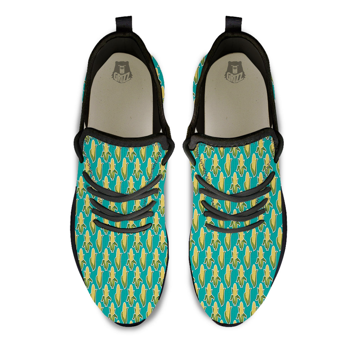 Corncob Print Pattern Black Athletic Shoes-grizzshop