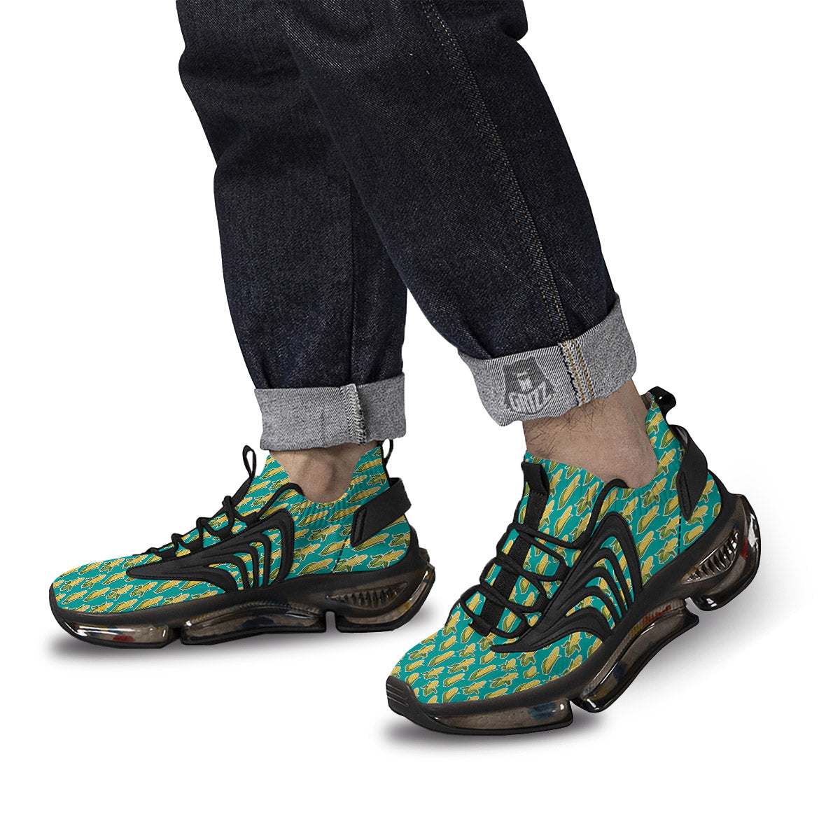 Corncob Print Pattern Black Gym Shoes-grizzshop