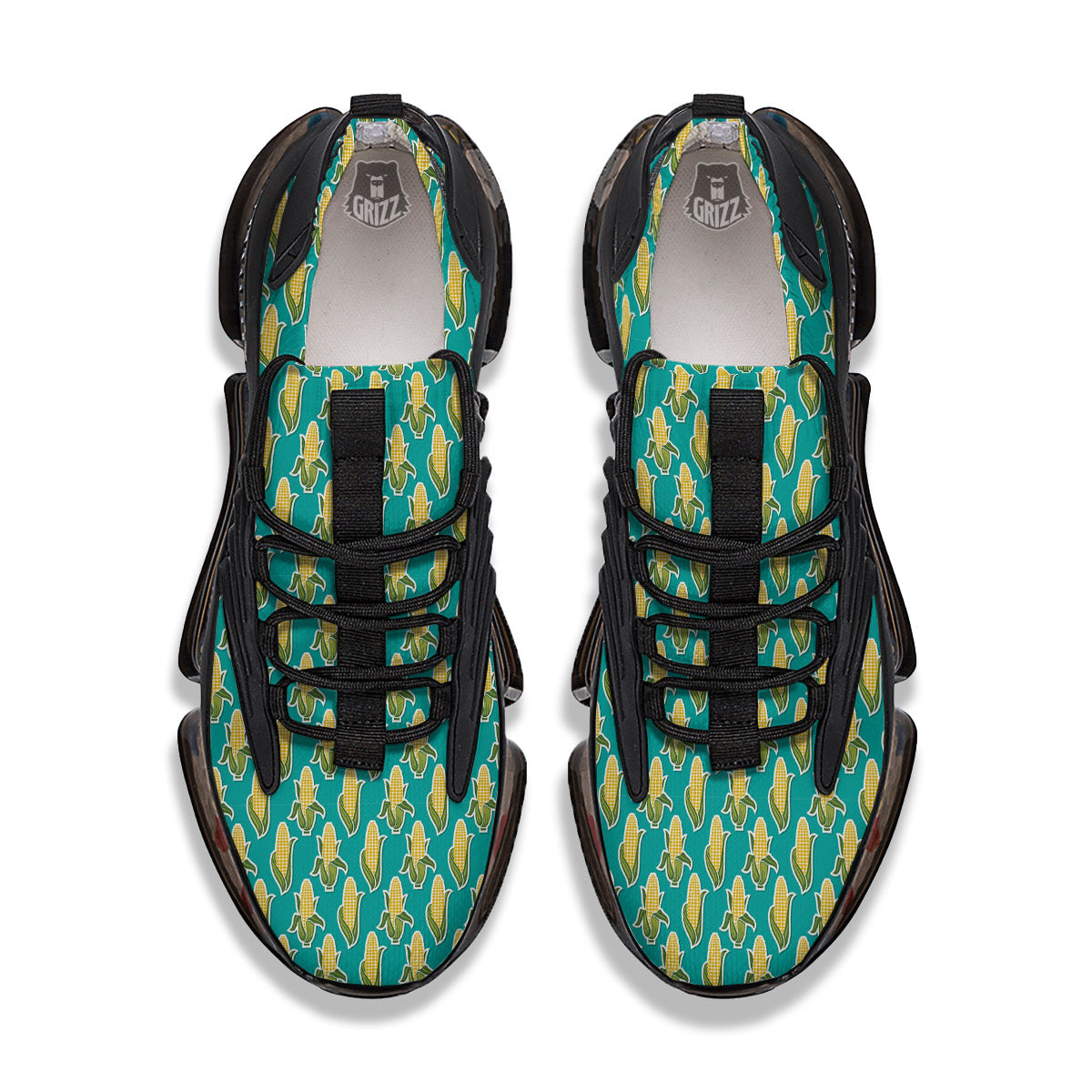 Corncob Print Pattern Black Gym Shoes-grizzshop