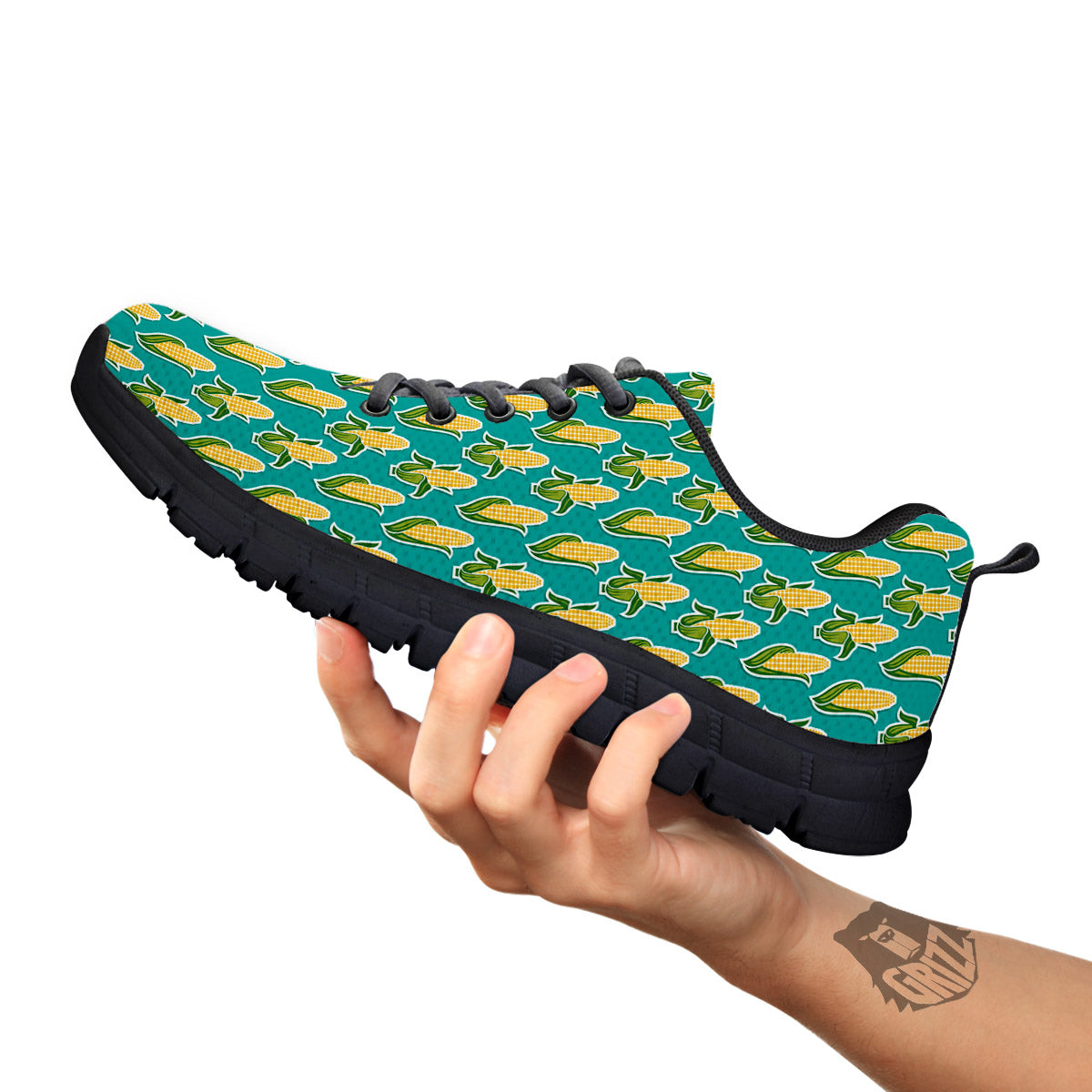 Corncob Print Pattern Black Sneaker-grizzshop