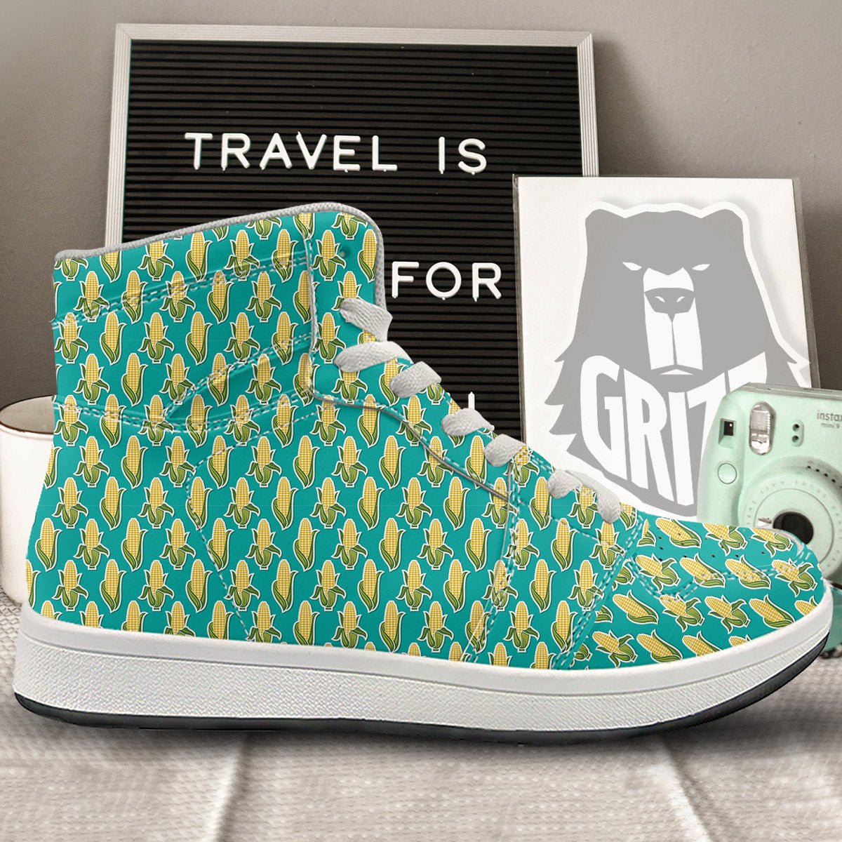 Corncob Print Pattern High Top Sneakers-grizzshop
