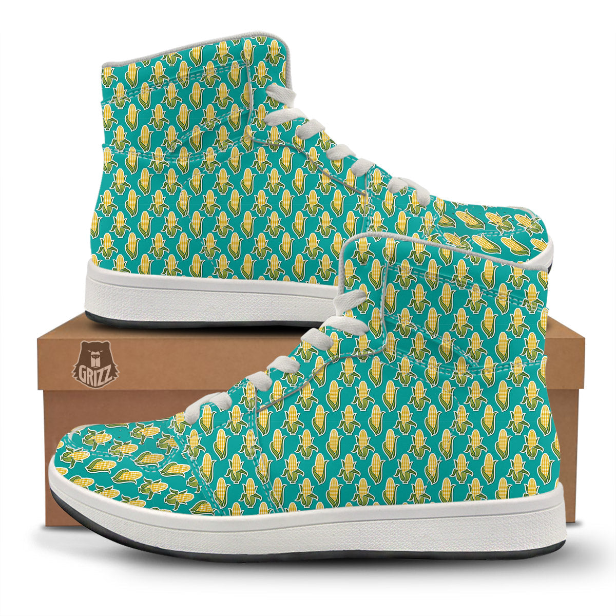 Corncob Print Pattern High Top Sneakers-grizzshop
