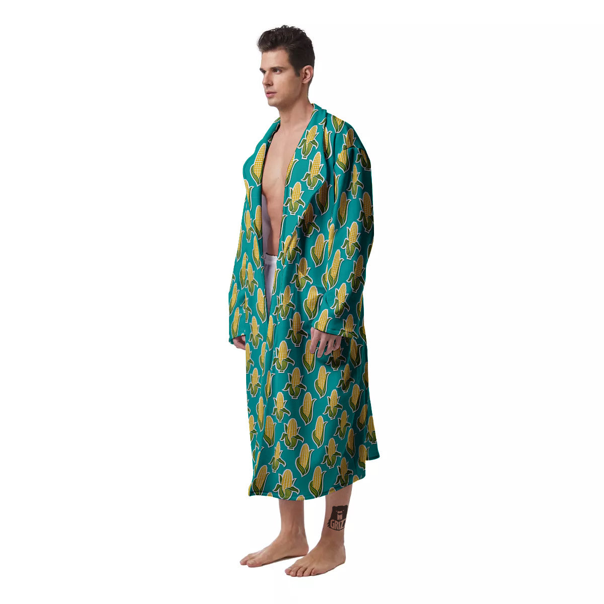 Corncob Print Pattern Men's Robe-grizzshop
