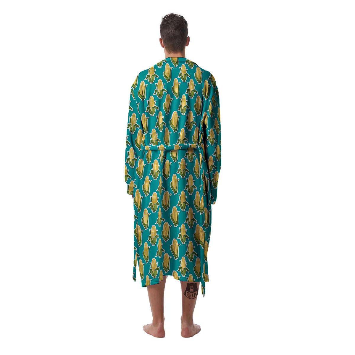 Corncob Print Pattern Men's Robe-grizzshop