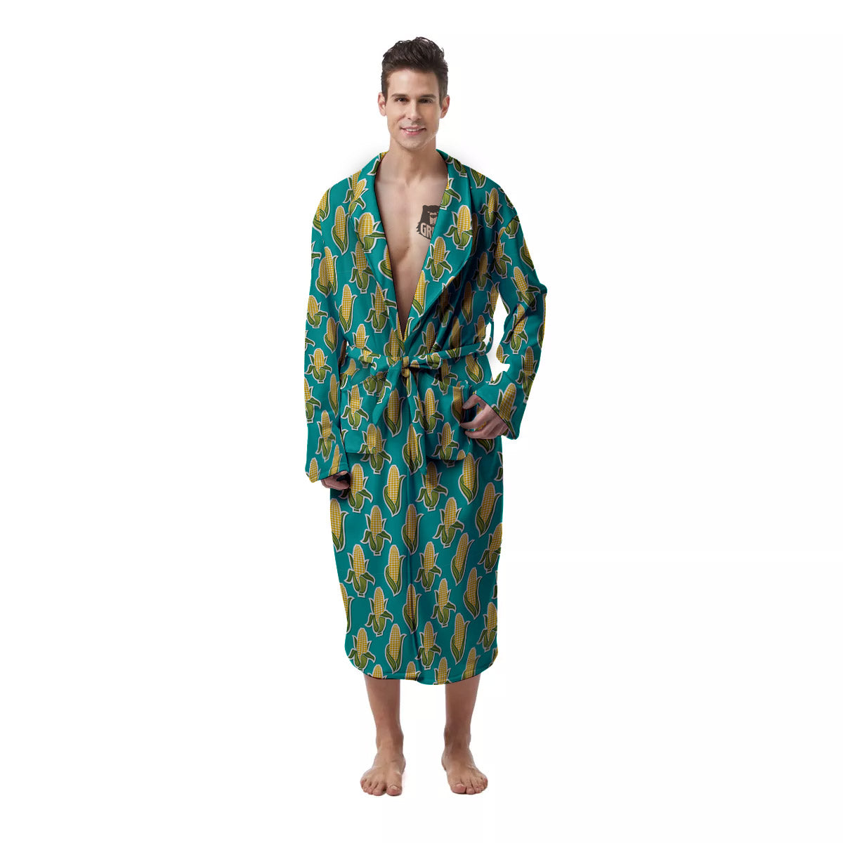Corncob Print Pattern Men's Robe-grizzshop