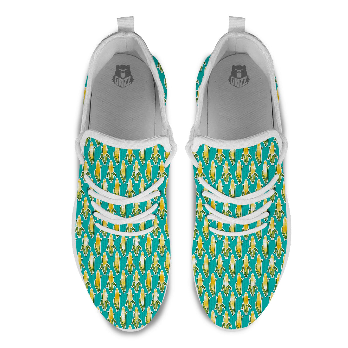 Corncob Print Pattern White Athletic Shoes-grizzshop