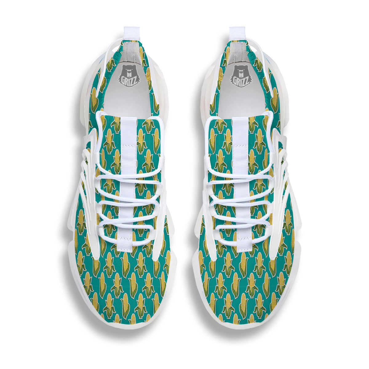 Corncob Print Pattern White Gym Shoes-grizzshop