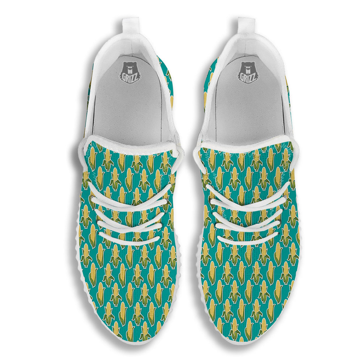 Corncob Print Pattern White Walking Shoes-grizzshop