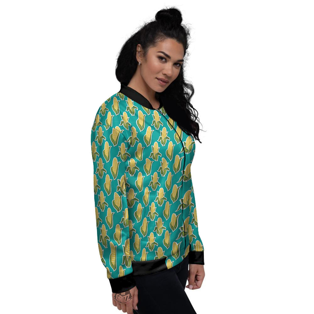 Corncob Print Pattern Women's Bomber Jacket-grizzshop