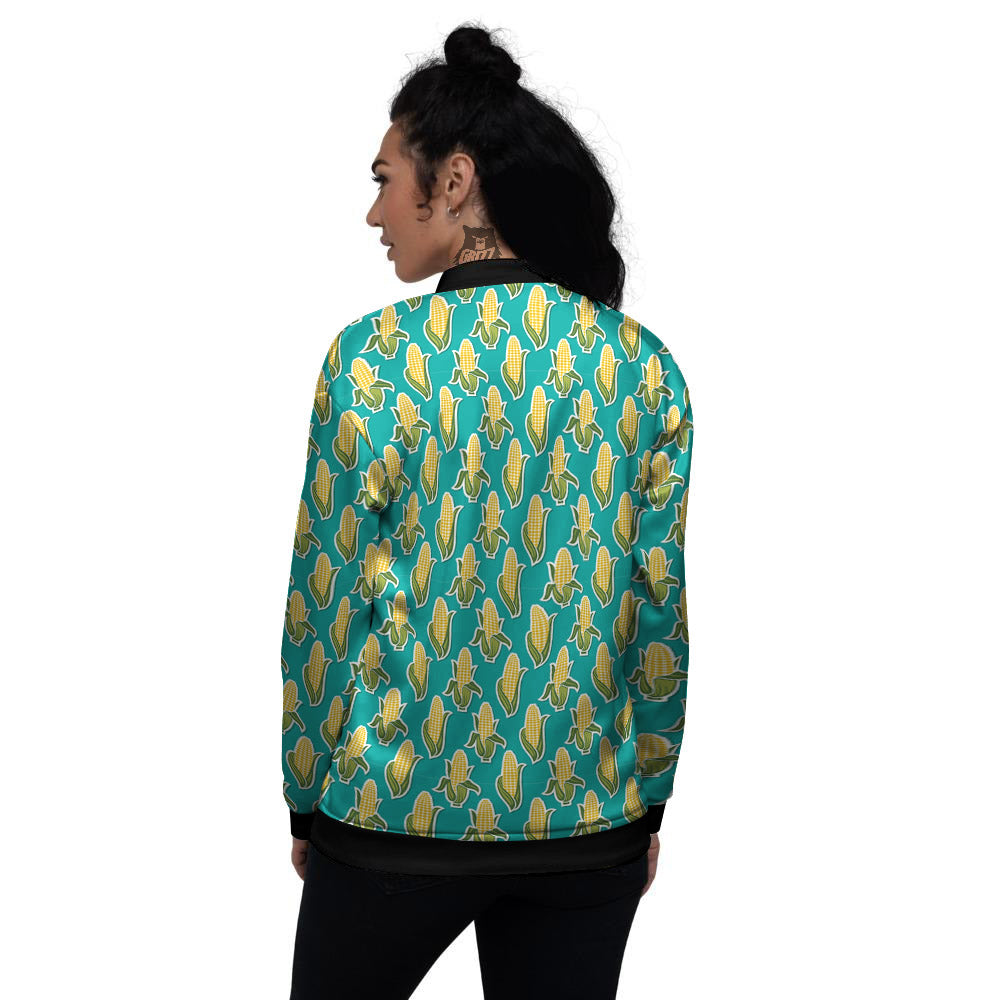 Corncob Print Pattern Women's Bomber Jacket-grizzshop