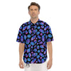 Cosmic Galaxy Space Blue Crystal Print Men's Short Sleeve Shirts-grizzshop