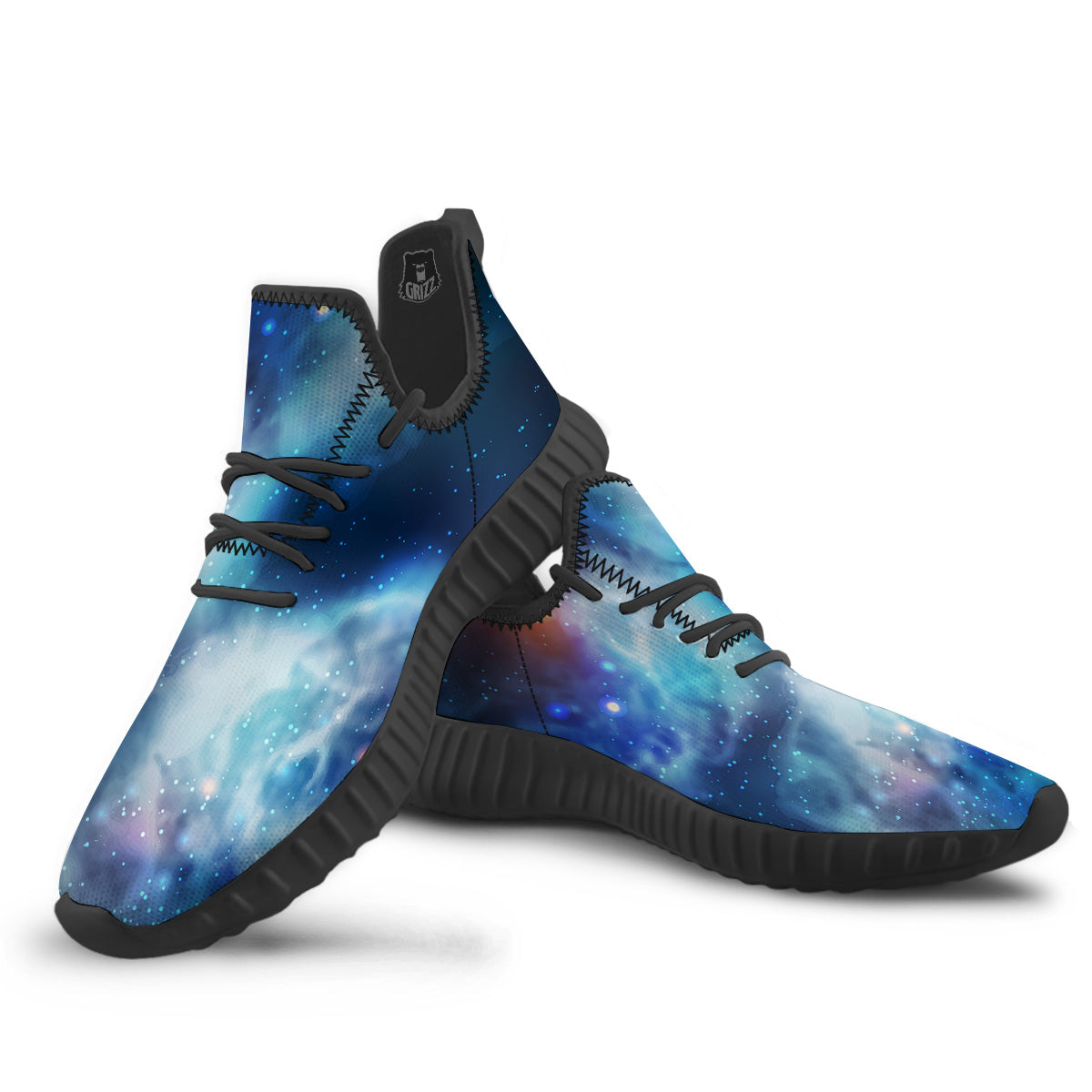 Cosmic Galaxy Space Blue Purple Print Black Walking Shoes-grizzshop