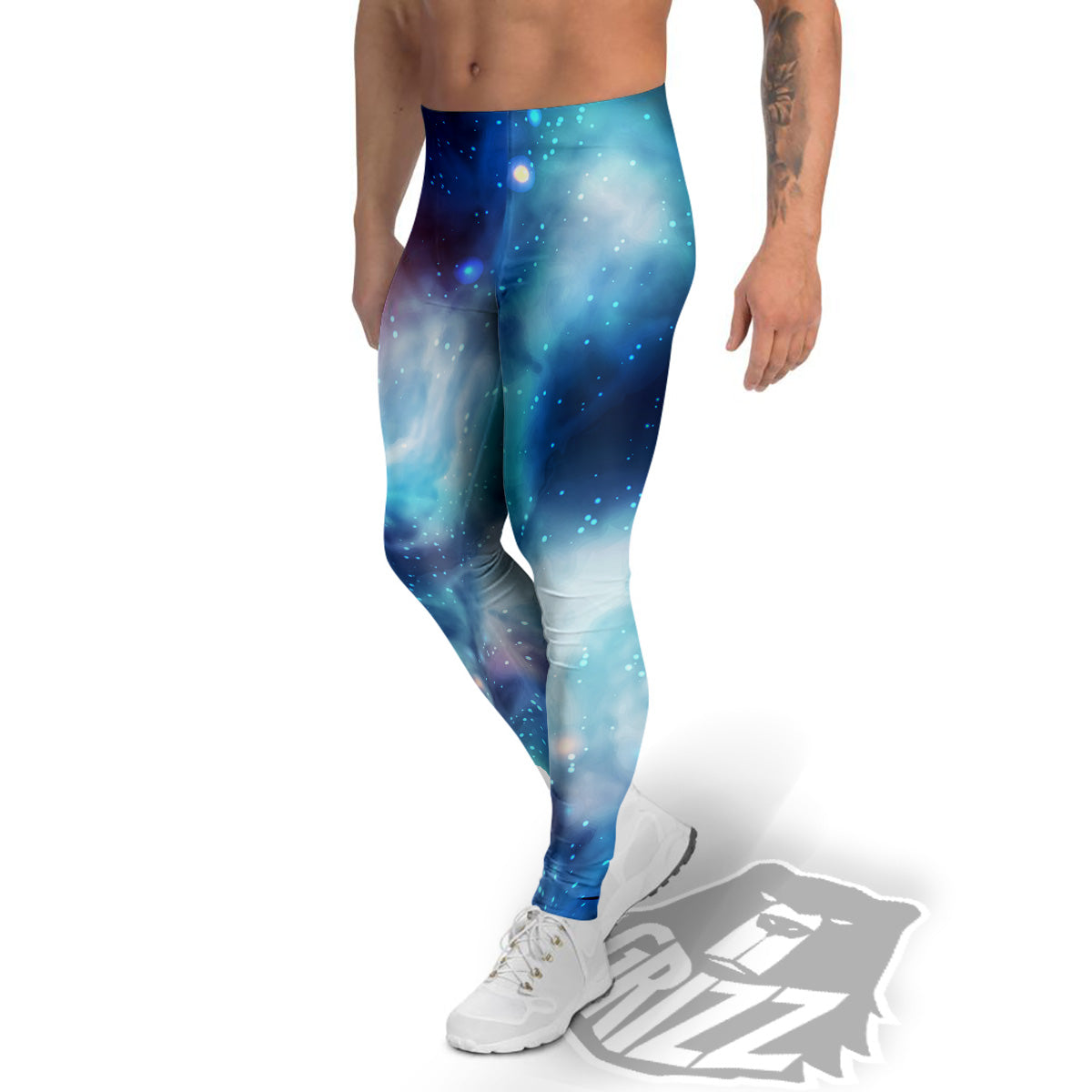 Cosmic Galaxy Space Blue Purple Print Men's Leggings-grizzshop