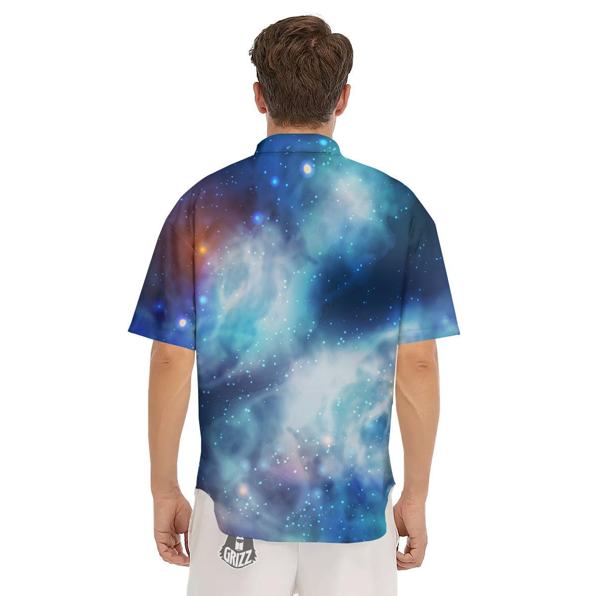 Cosmic Galaxy Space Blue Purple Print Men's Short Sleeve Shirts-grizzshop