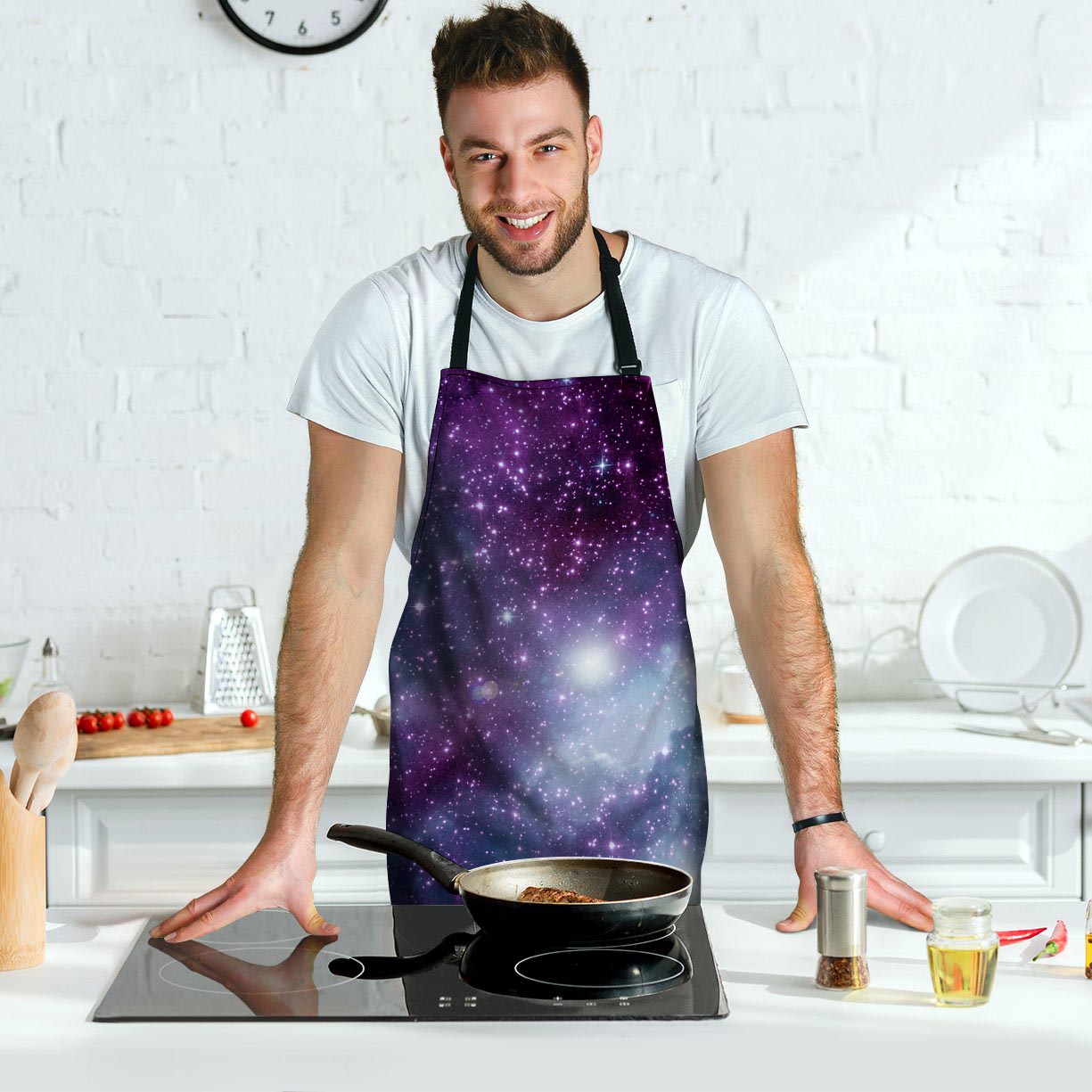 Cosmic Galaxy Space Men's Apron-grizzshop