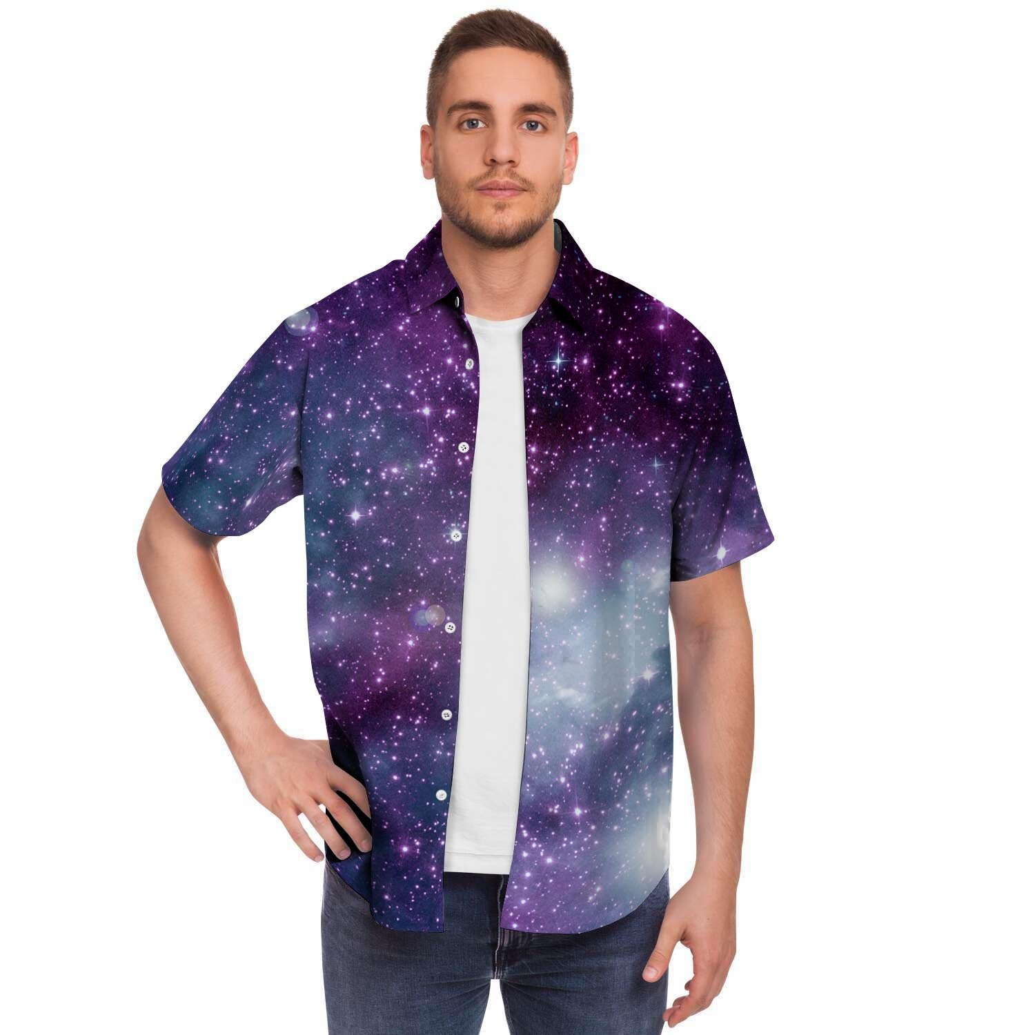 Cosmic Galaxy Space Men's Short Sleeve Shirt-grizzshop
