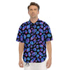 Cosmic Galaxy Space Purple Crystal Print Men's Short Sleeve Shirts-grizzshop