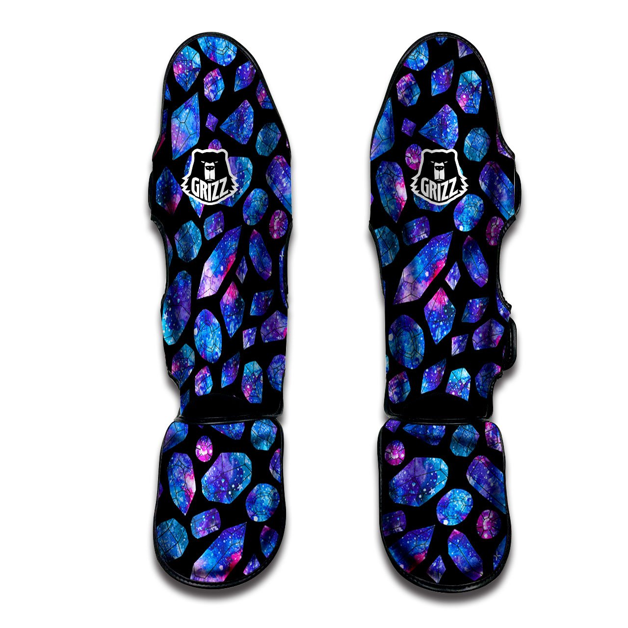 Cosmic Galaxy Space Purple Crystal Print Muay Thai Shin Guards-grizzshop