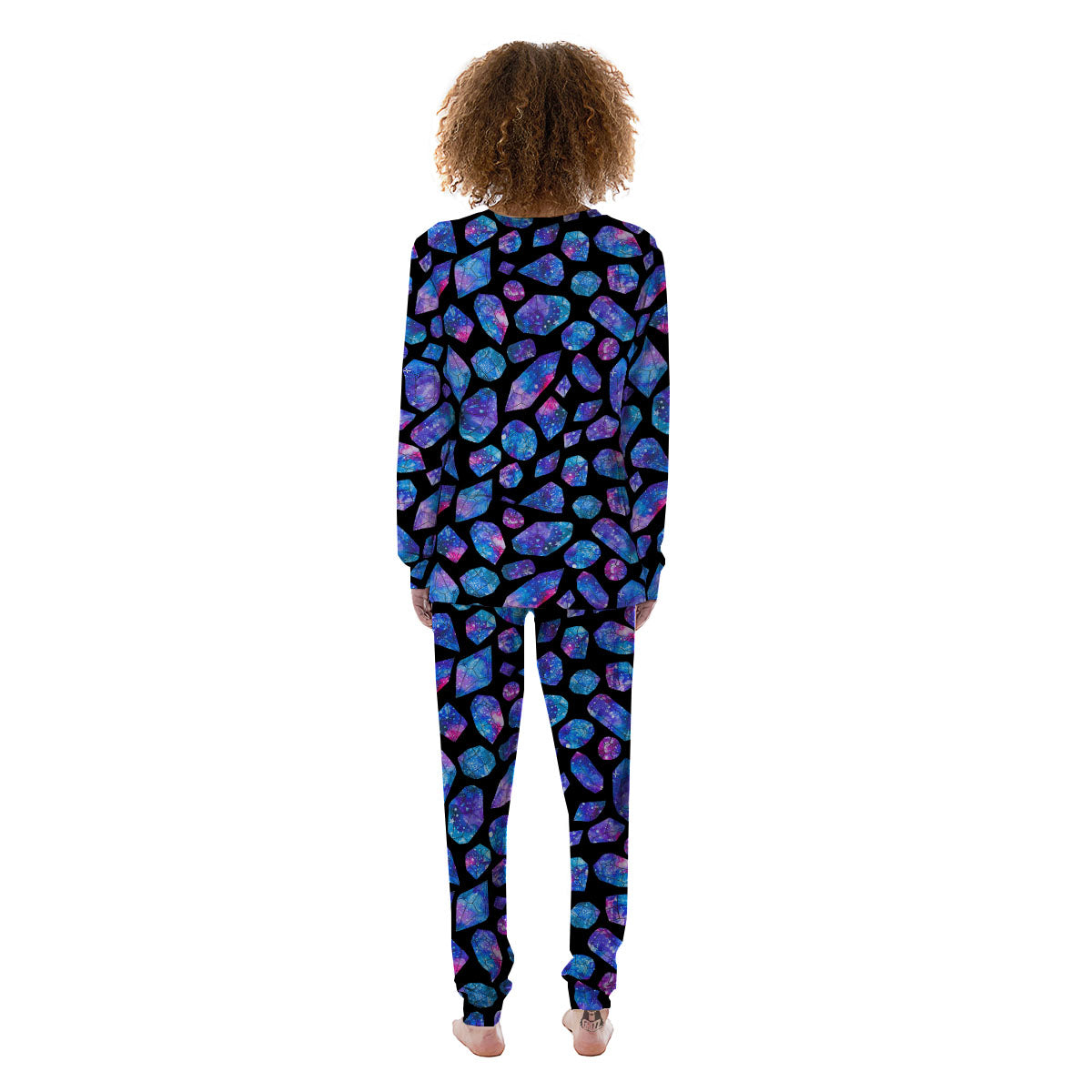 Cosmic Galaxy Space Purple Crystal Print Women's Pajamas-grizzshop