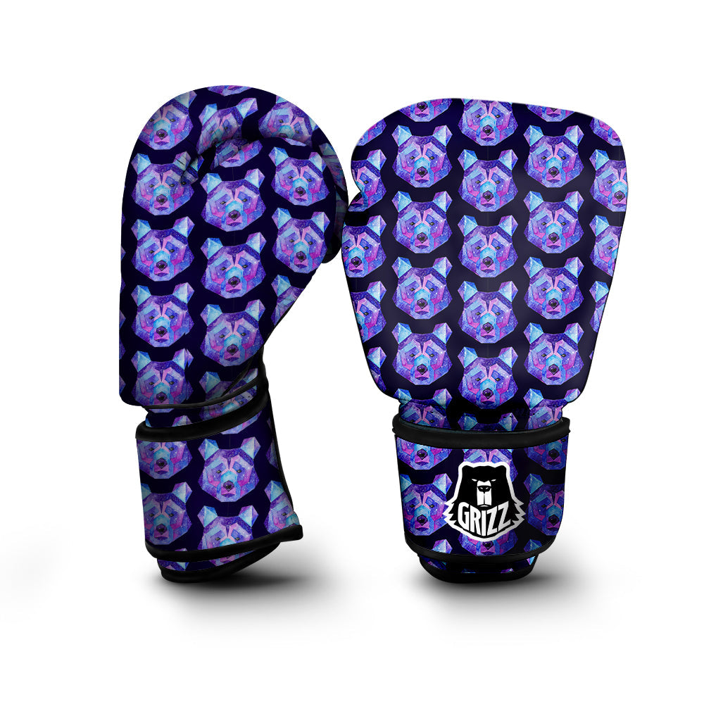 Cosmic Polygonal Bear Print Pattern Boxing Gloves-grizzshop