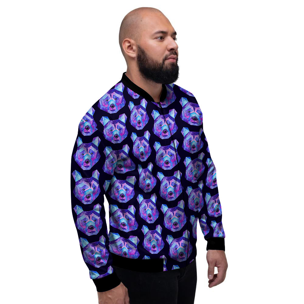 Cosmic Polygonal Bear Print Pattern Men's Bomber Jacket-grizzshop