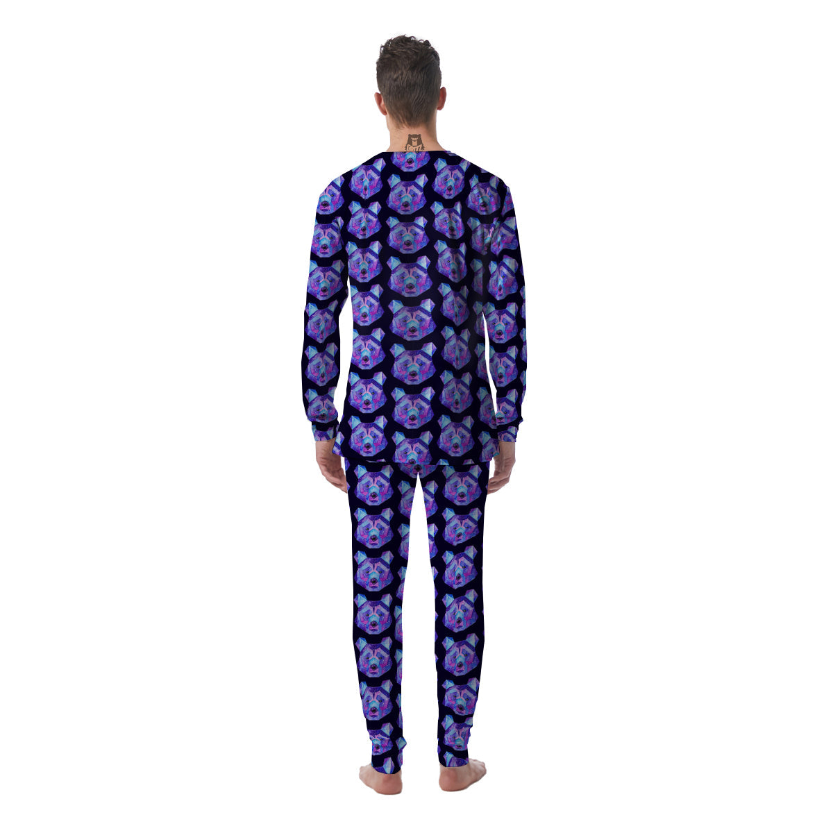 Cosmic Polygonal Bear Print Pattern Men's Pajamas-grizzshop