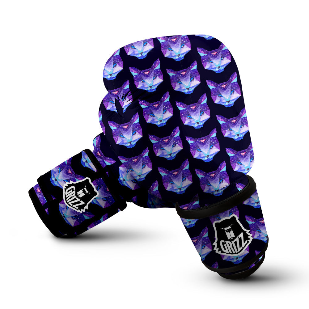 Cosmic Polygonal Cat Print Pattern Boxing Gloves-grizzshop