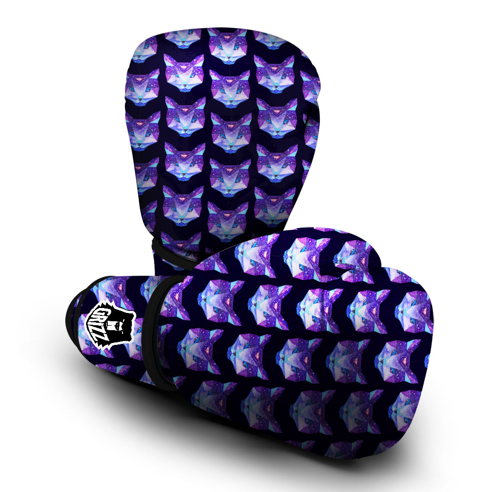 Cosmic Polygonal Cat Print Pattern Boxing Gloves-grizzshop
