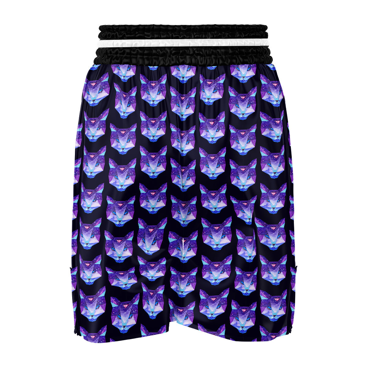 Cosmic Polygonal Cat Print Pattern Boxing Shorts-grizzshop