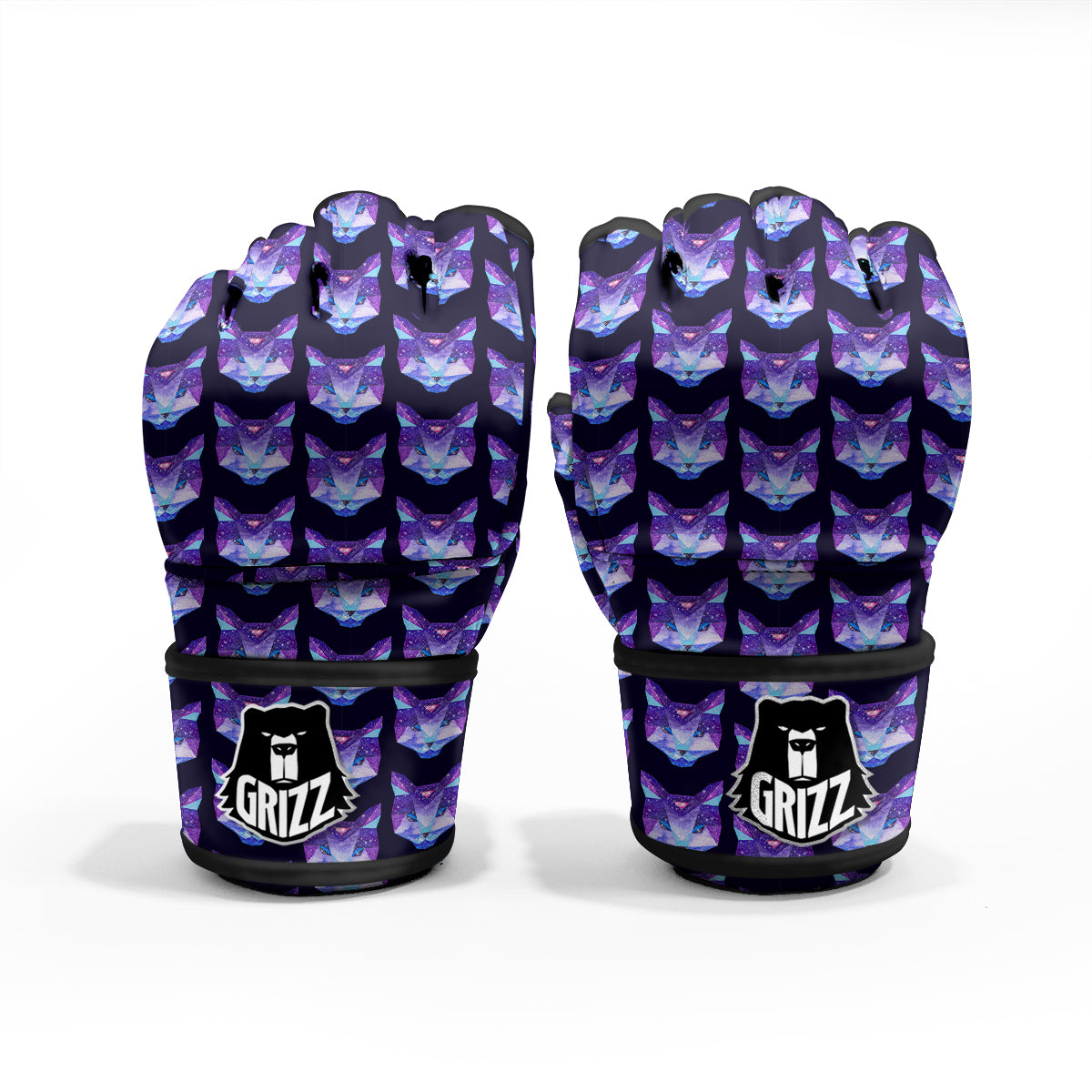 Cosmic Polygonal Cat Print Pattern MMA Gloves-grizzshop