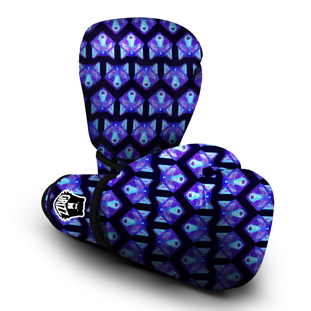 Cosmic Polygonal Wolf Print Pattern Boxing Gloves-grizzshop