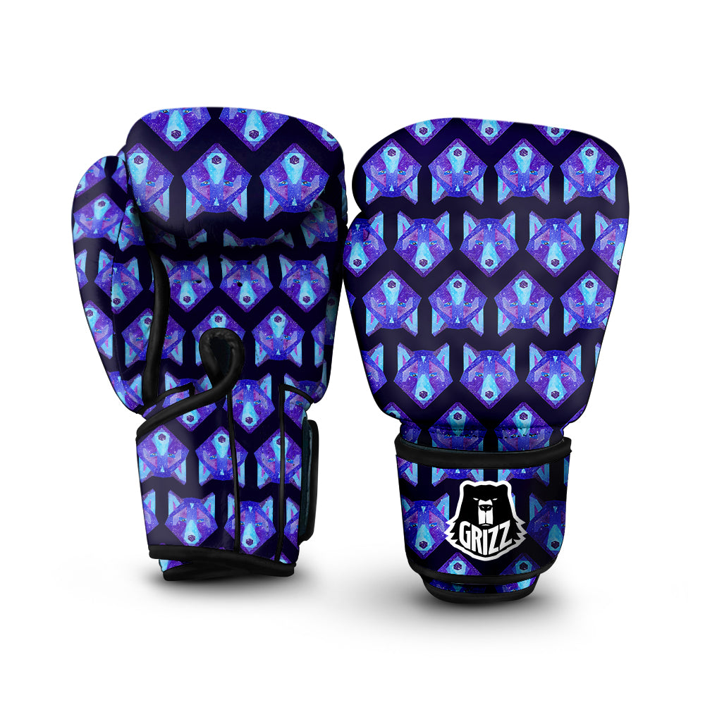 Cosmic Polygonal Wolf Print Pattern Boxing Gloves-grizzshop