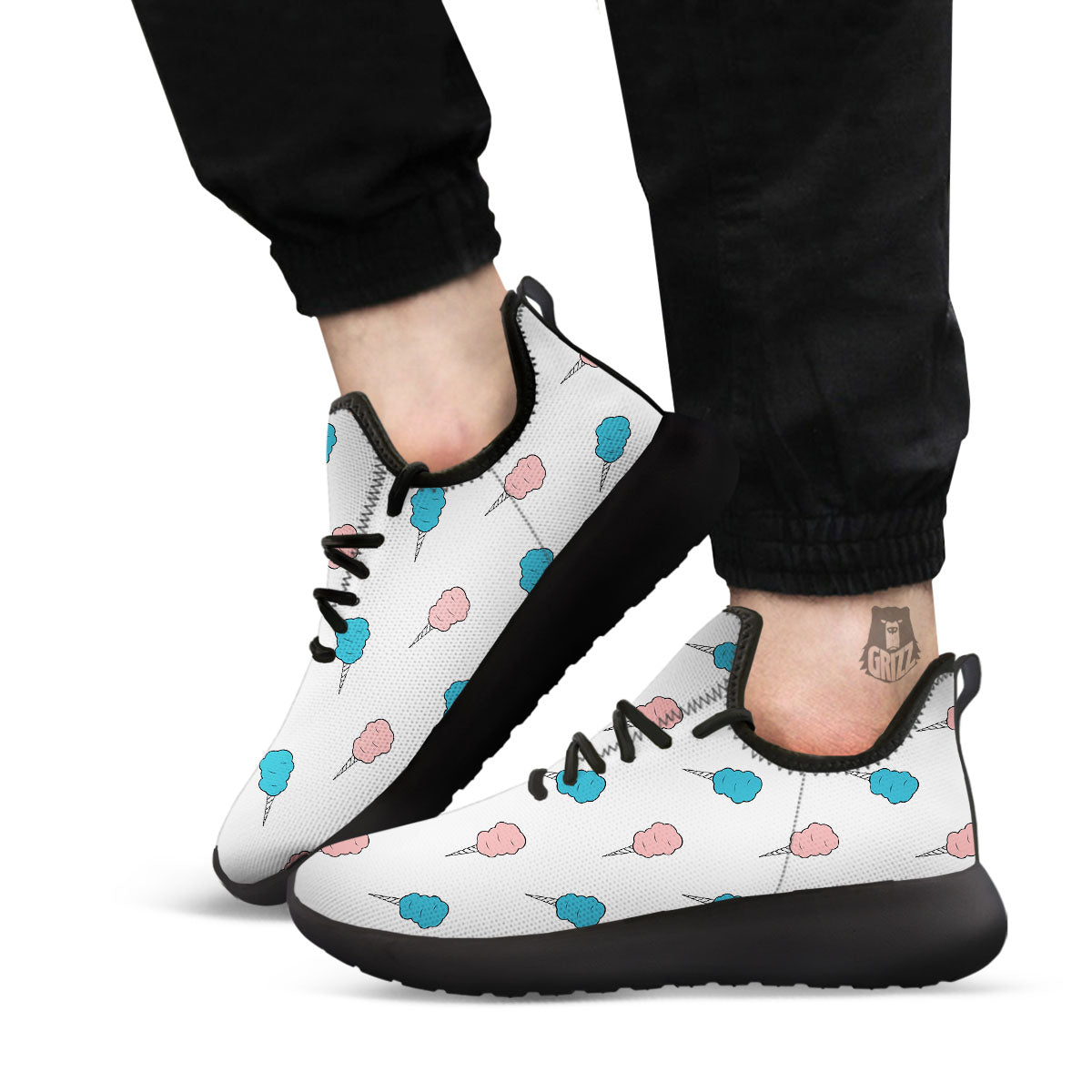 Cotton Candy Blue And Pink Print Pattern Black Athletic Shoes-grizzshop