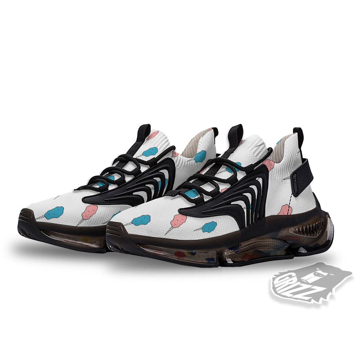 Cotton Candy Blue And Pink Print Pattern Black Gym Shoes-grizzshop