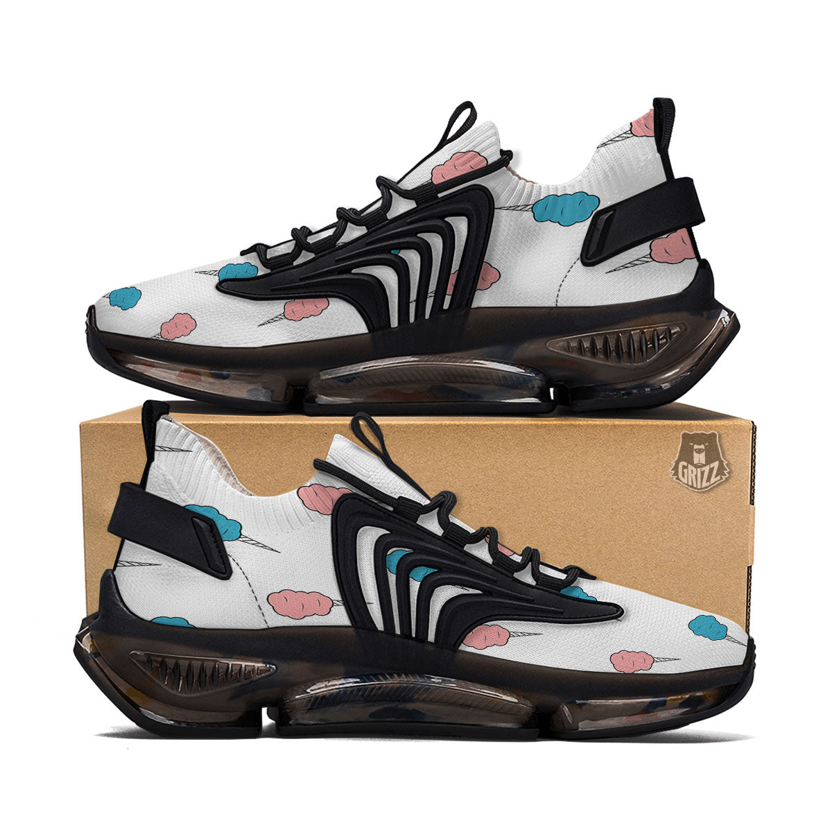 Cotton Candy Blue And Pink Print Pattern Black Gym Shoes-grizzshop