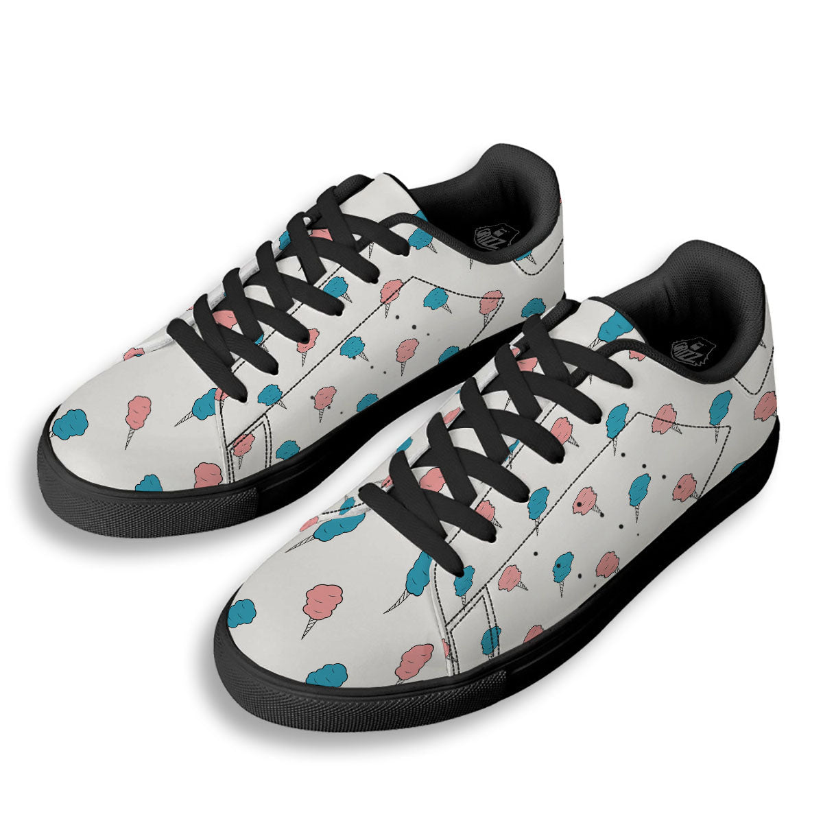Cotton Candy Blue And Pink Print Pattern Black Low Top Sneakers-grizzshop
